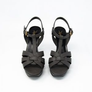 Saint Laurent YSL Tribute Sandals Size 39 Grey